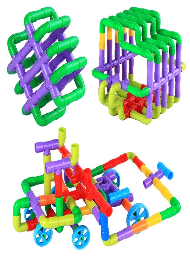 PULSBERY Big Sized Pipe Building Blocks for Kids with Wheel Blocks Game Toy Set for 3-8 Years Old Kids Boys & Girls,Multi Color,85 Piece (Building Block Toys) - Image 5